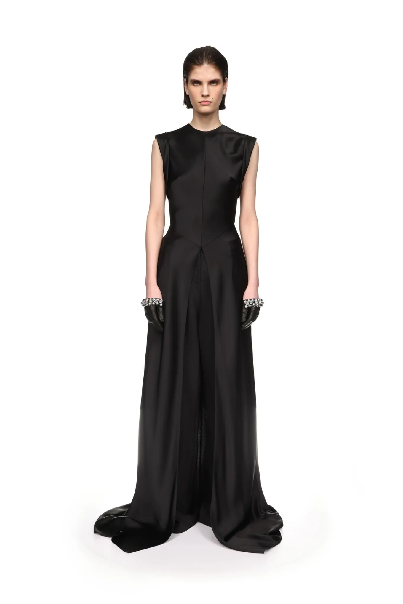 FOLDED SLEEVE SATIN GOWN