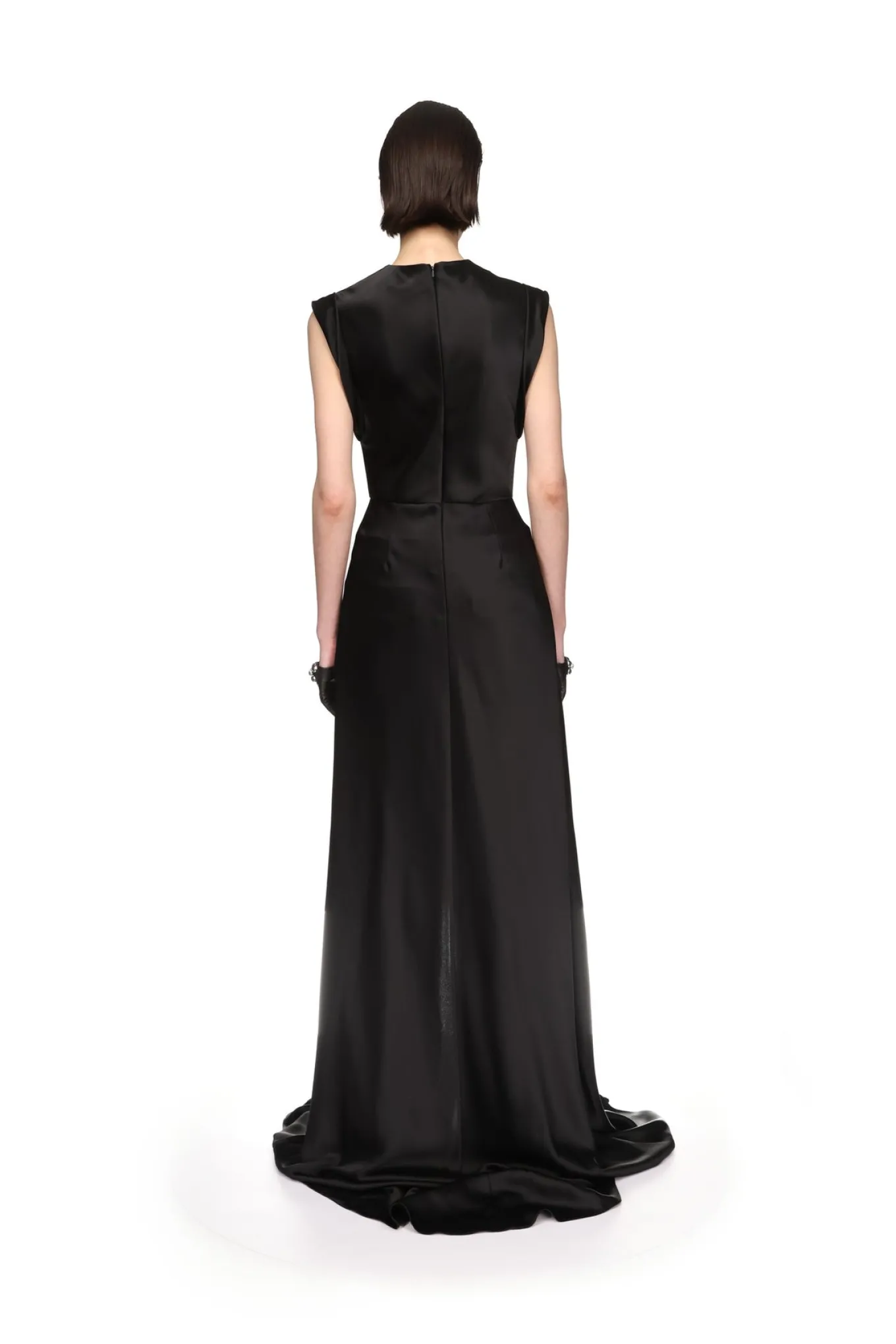 FOLDED SLEEVE SATIN GOWN