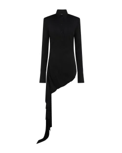 FRONT DRAPE SKIRT POLO SHIRT DRESS