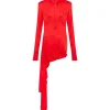 FRONT DRAPE SKIRT POLO SHIRT DRESS