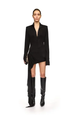 FRONT DRAPE SKIRT POLO SHIRT DRESS