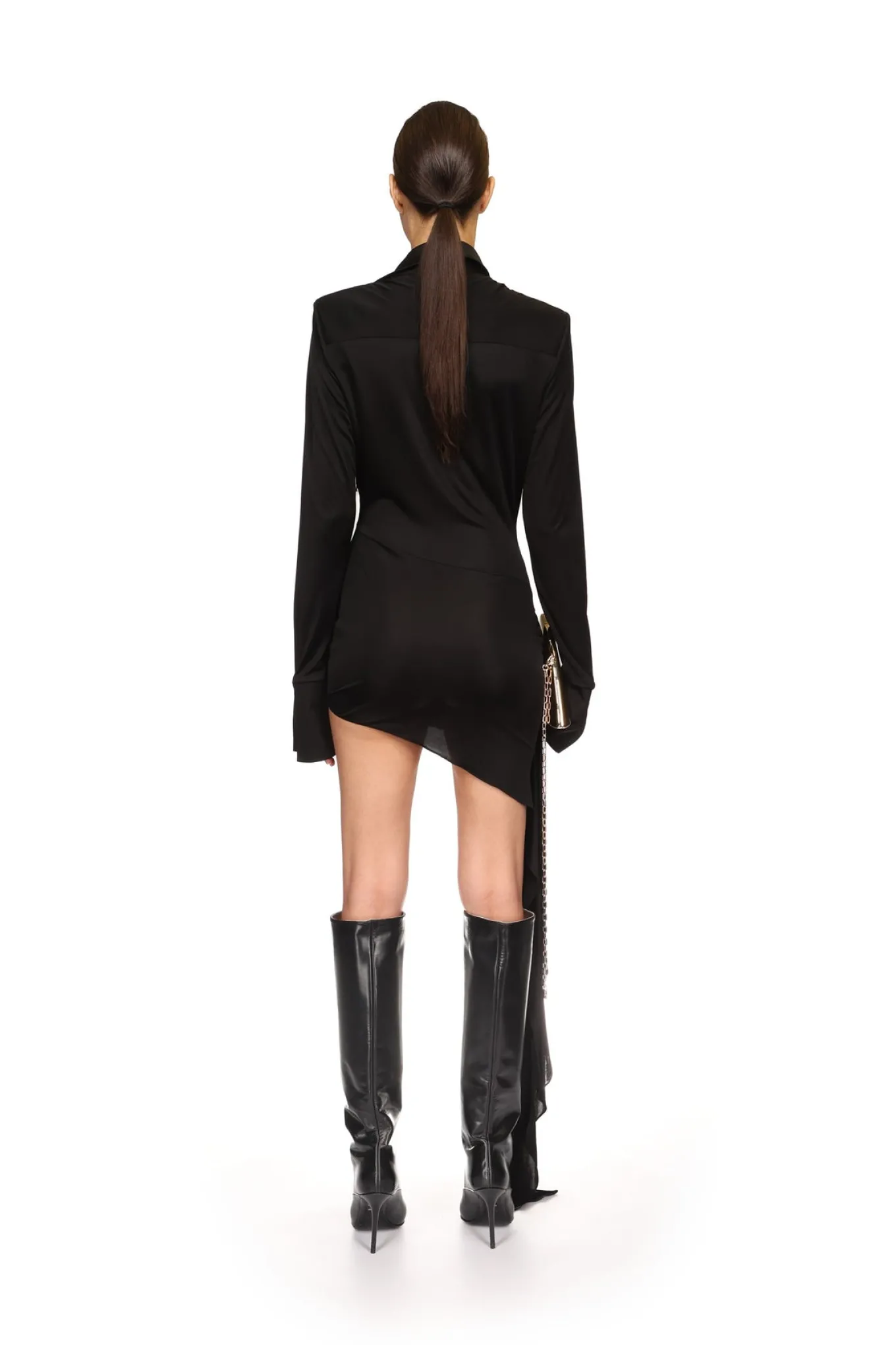 FRONT DRAPE SKIRT POLO SHIRT DRESS