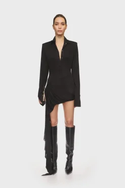FRONT DRAPE SKIRT POLO SHIRT DRESS