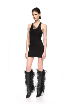 GATHERED TULLE TANK MINI DRESS
