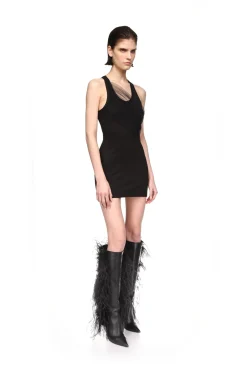 GATHERED TULLE TANK MINI DRESS