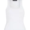 GATHERED TULLE TANK TOP IN WHITE