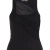 GATHERED TULLE TANK TOP IN BLACK