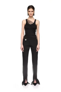 GATHERED TULLE TANK TOP IN BLACK