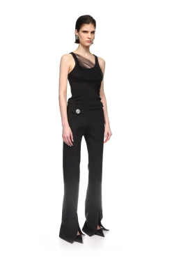 GATHERED TULLE TANK TOP IN BLACK