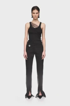 GATHERED TULLE TANK TOP IN BLACK