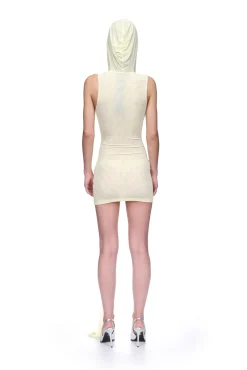 HOODED MINI DRESS WITH CRYSTAL HUMMINGBIRD