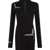 HUMMINGBIRD RHINESTONE DETAIL POLO DRESS