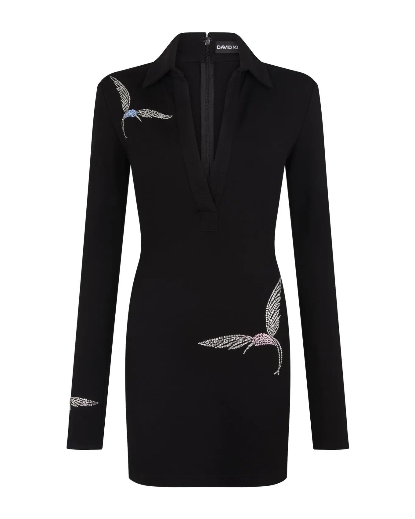 HUMMINGBIRD RHINESTONE DETAIL POLO DRESS