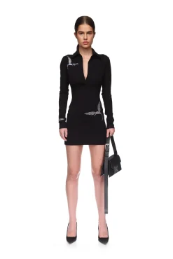 HUMMINGBIRD RHINESTONE DETAIL POLO DRESS