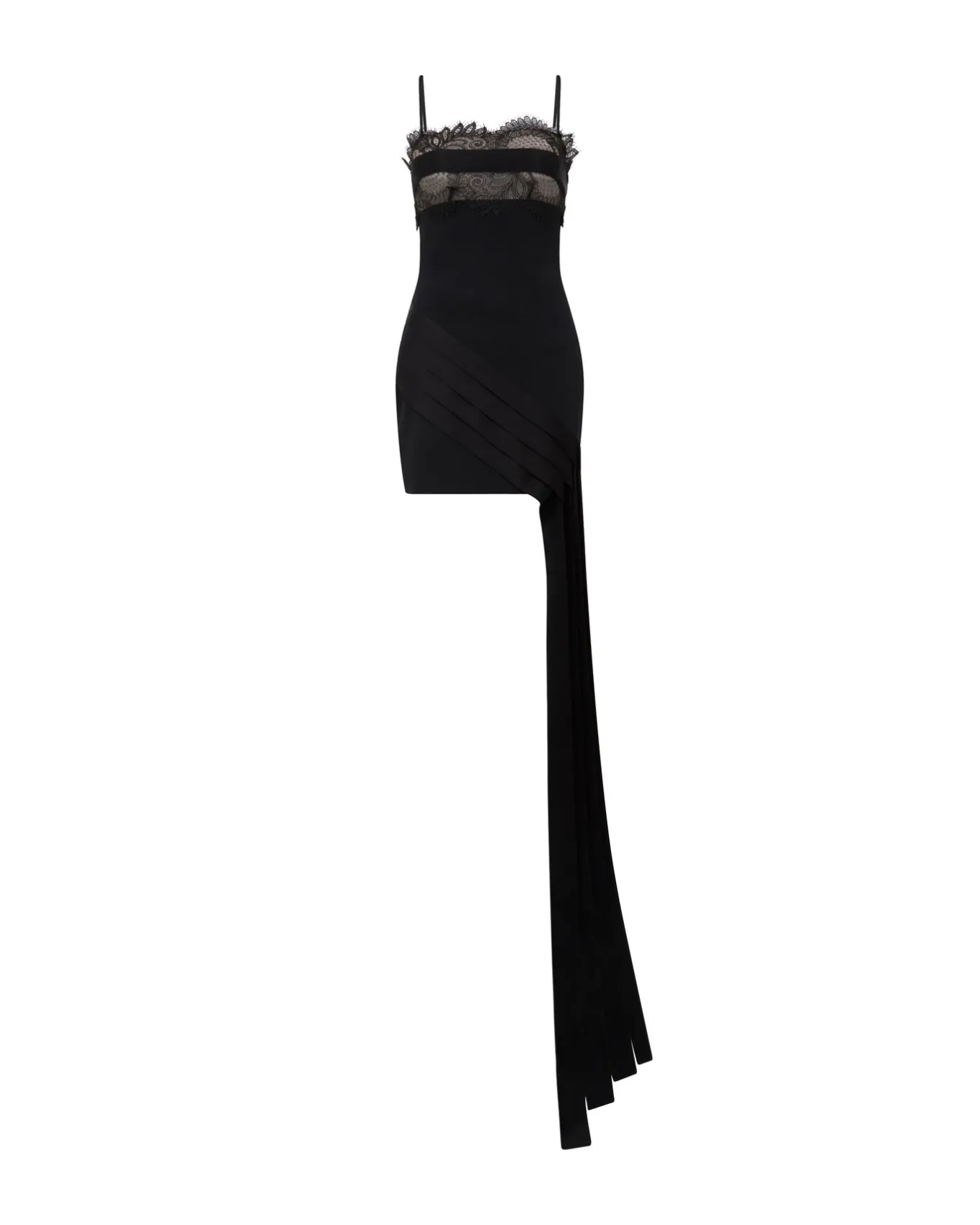 LACE BRA DETAIL AND PLEAT HEM MINI DRESS