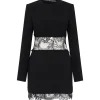 LACE INSERT AND HEM MINI DRESS