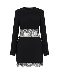LACE INSERT AND HEM MINI DRESS