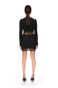 LACE INSERT AND HEM MINI DRESS