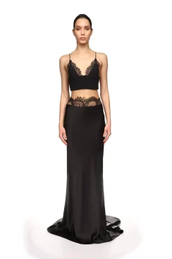 LACE WAIST TRIM MAXI SKIRT