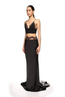 LACE WAIST TRIM MAXI SKIRT