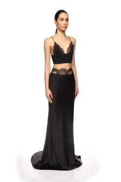 LACE WAIST TRIM MAXI SKIRT