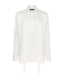 LARGE BOW TIE DETAIL SATIN SHIRT