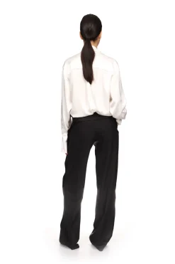 LARGE BOW TIE DETAIL SATIN SHIRT