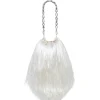 LARGE RAFFIA FRINGE TRIM BAG IN WHITE
