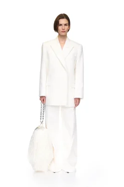 LARGE RAFFIA FRINGE TRIM BAG IN WHITE