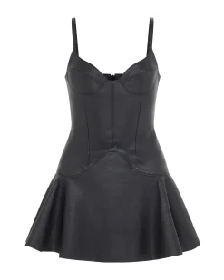 LEATHER CAMI MINI DRESS