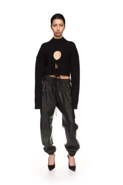 LEATHER TRACK PANTS