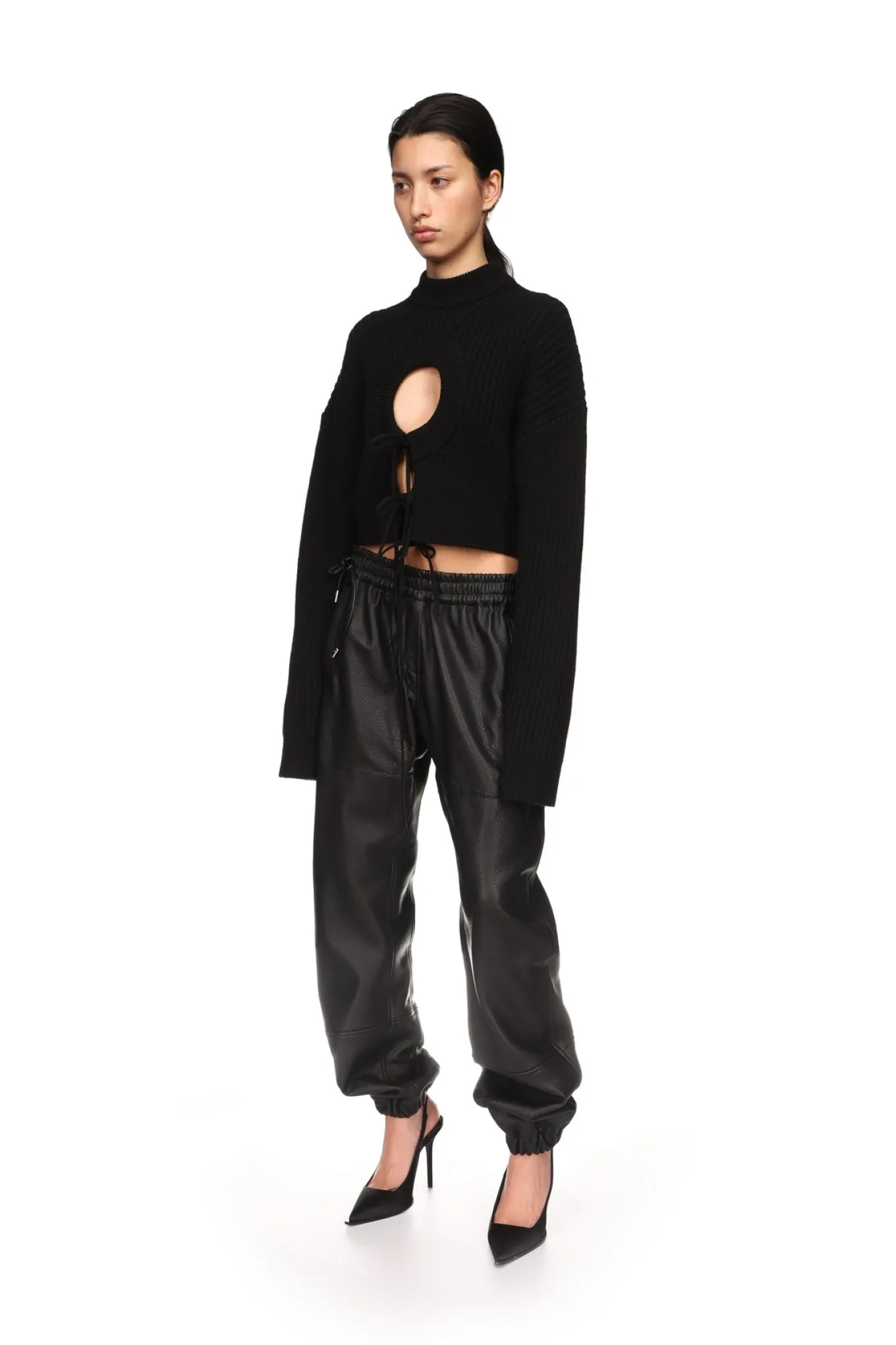 LEATHER TRACK PANTS