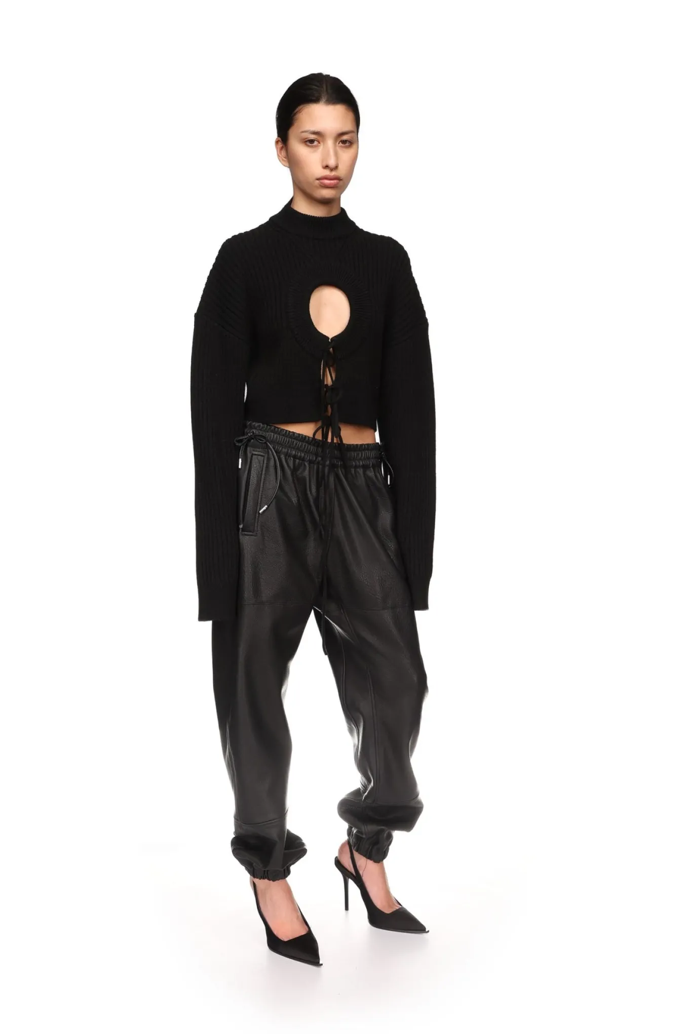 LEATHER TRACK PANTS