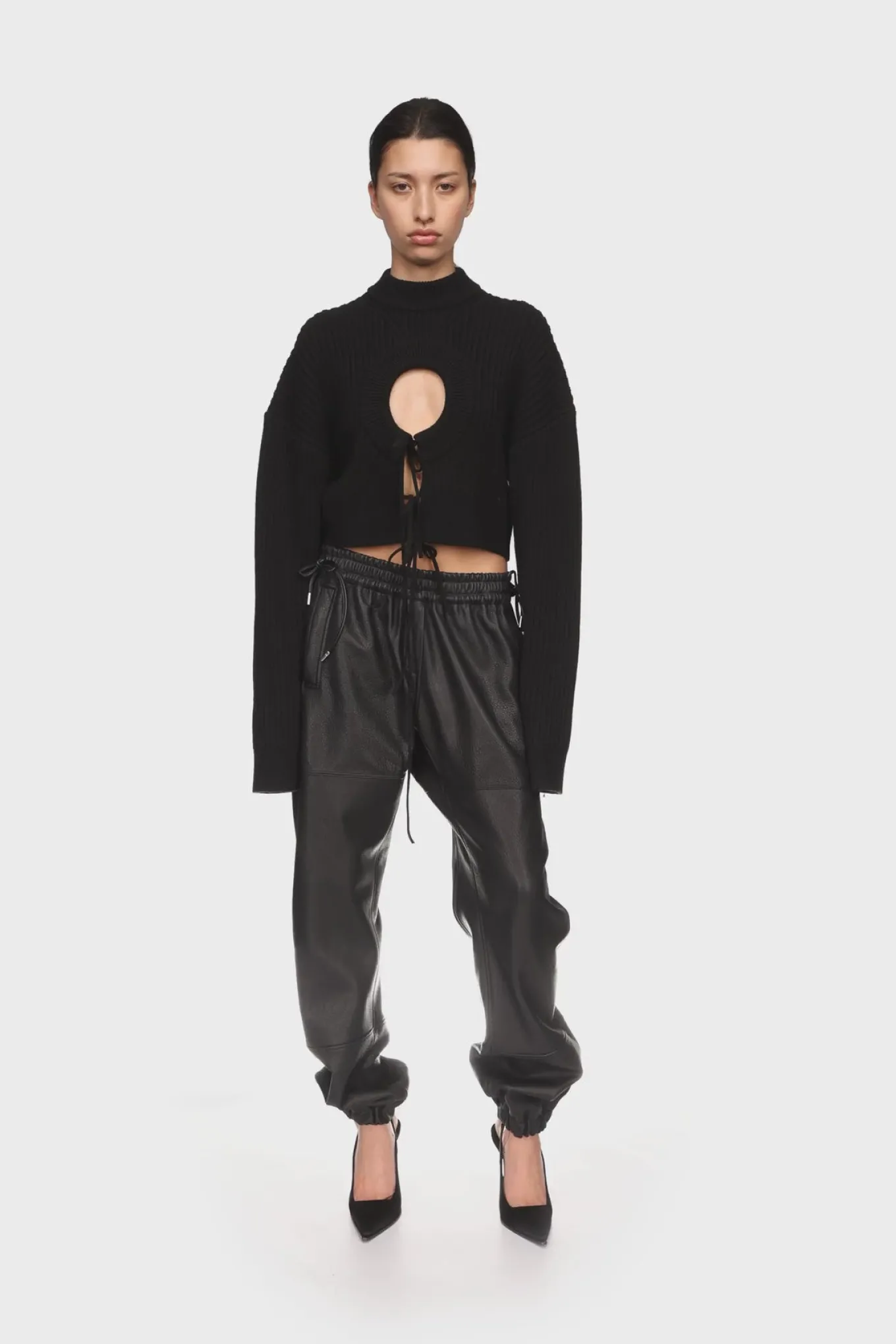 LEATHER TRACK PANTS