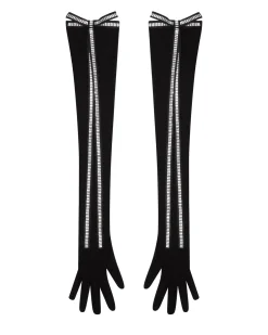 LONG GLOVES WITH CRYSTAL BOW