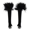 LONG GLOVES WITH FEATHERS