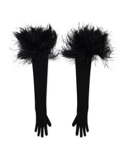 LONG GLOVES WITH FEATHERS