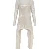 LONG SLEEVE ASYMMETRIC HEM SEQUIN DRESS