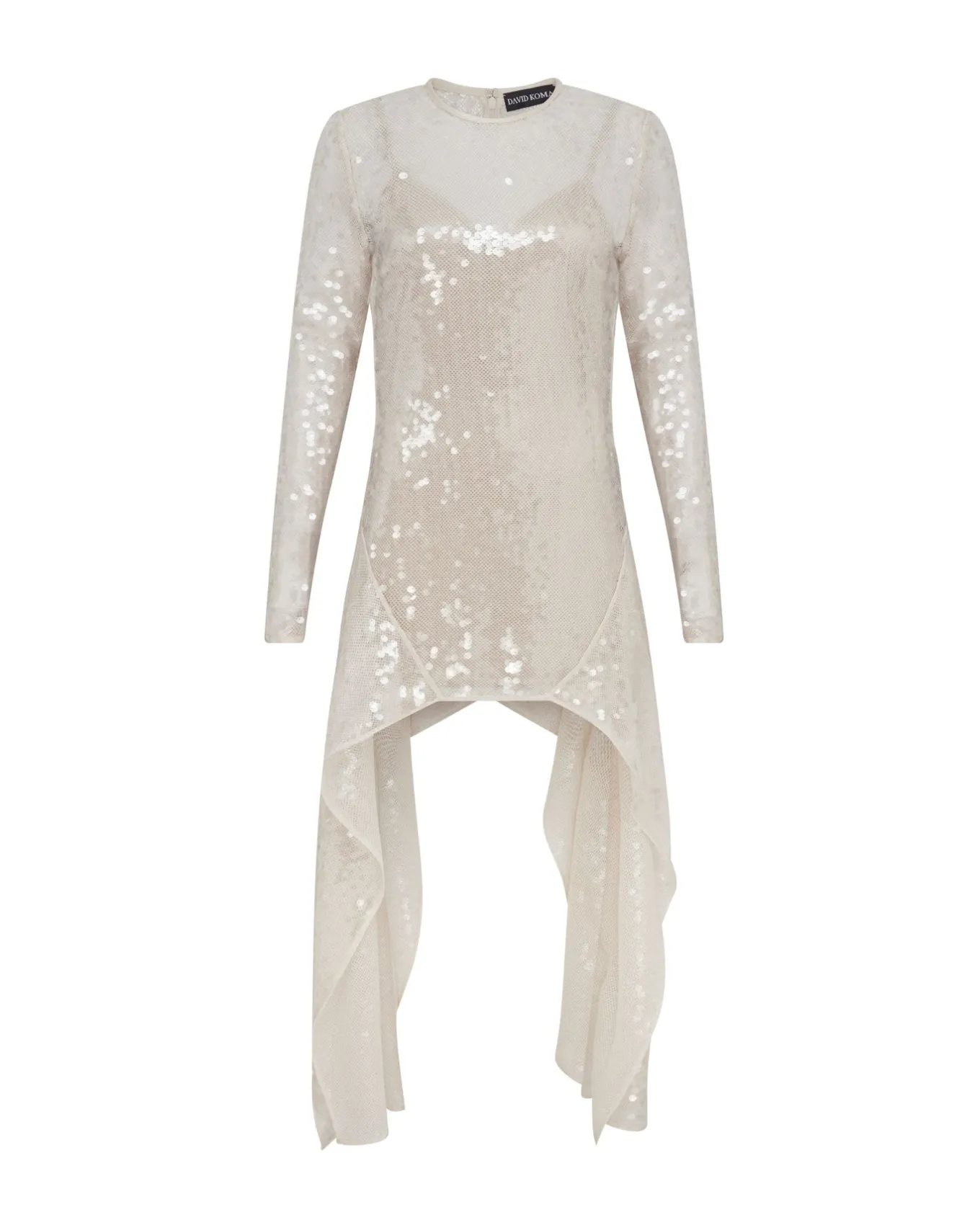 LONG SLEEVE ASYMMETRIC HEM SEQUIN DRESS