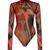 LONG SLEEVE ZEBRA PRINT MESH BODYSUIT