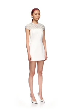 MACRAME DETAIL MINI DRESS IN WHITE
