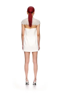 MACRAME DETAIL MINI DRESS IN WHITE