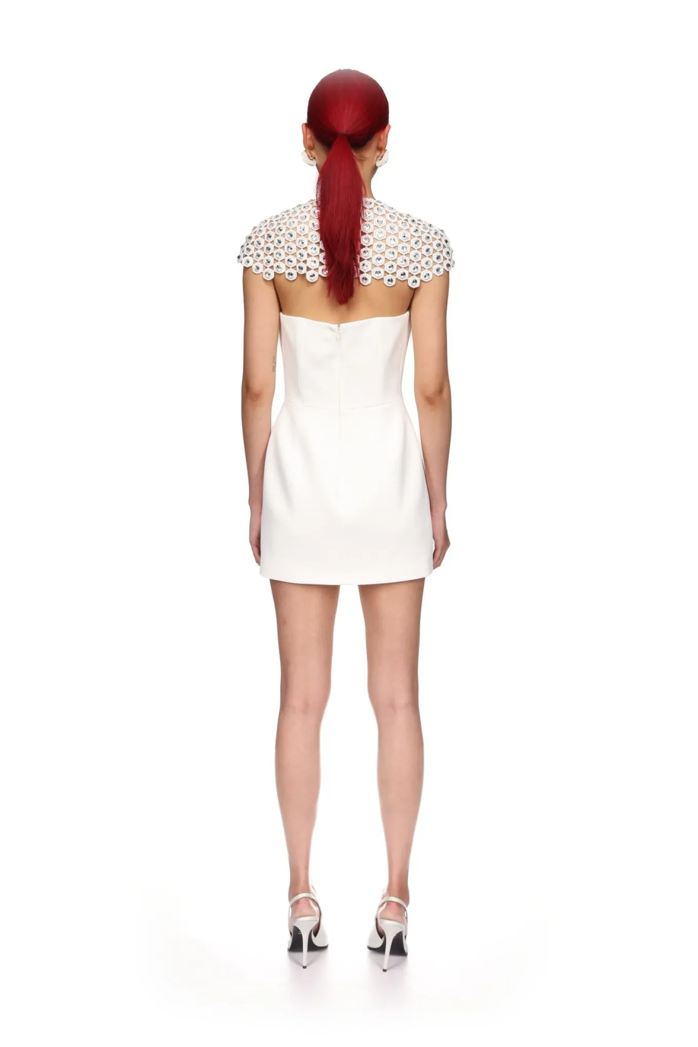 MACRAME DETAIL MINI DRESS IN WHITE