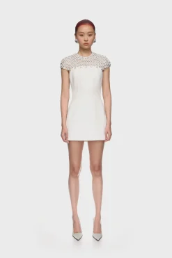 MACRAME DETAIL MINI DRESS IN WHITE