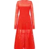 MACRAME MIDI DRESS IN RED