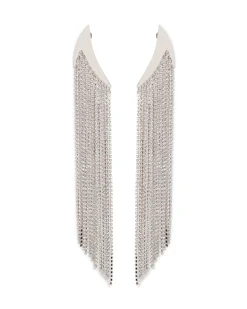 METAL EARRINGS WITH CRYSTAL FRINGE