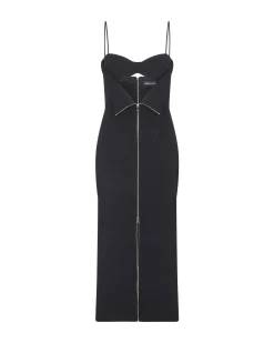 METAL ZIP AND BRA DETAIL MIDI DRESS