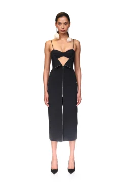 METAL ZIP AND BRA DETAIL MIDI DRESS