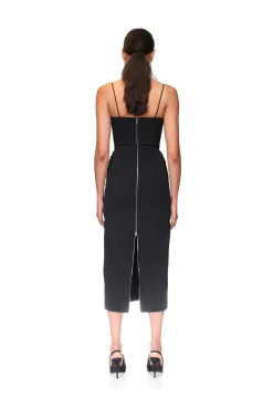 METAL ZIP AND BRA DETAIL MIDI DRESS