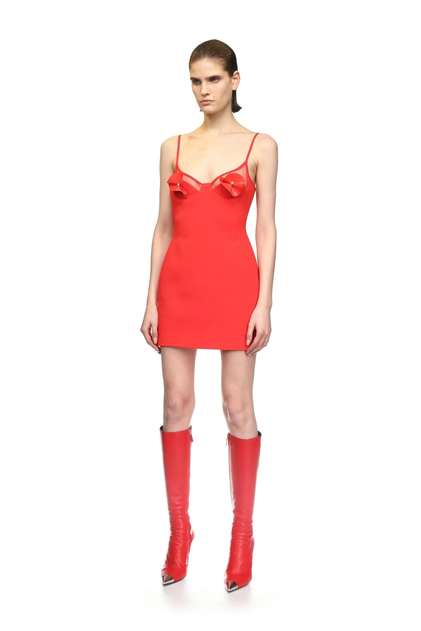 NAPA LEATHER KNEE HIGH BOOTS IN RED